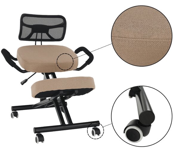 KONDELA Ergonomická klekačka, béžová/černá, RUFUS