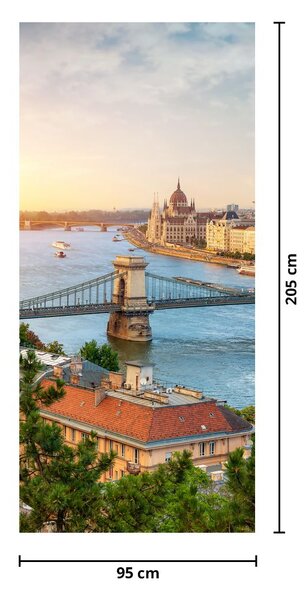 Fototapeta na dveře - Město Budapešť s řekou (95x205cm)