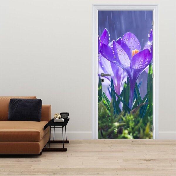 Fototapeta na dveře - Květiny v dešti (95x205cm)