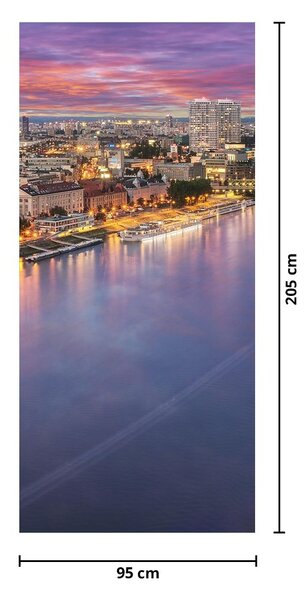 Fototapeta na dveře - Noční město Bratislava s řekou (95x205cm)