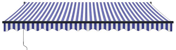 Zatahovací markýza modrá a bílá 4,5 x 3 m textil a hliník 3154449