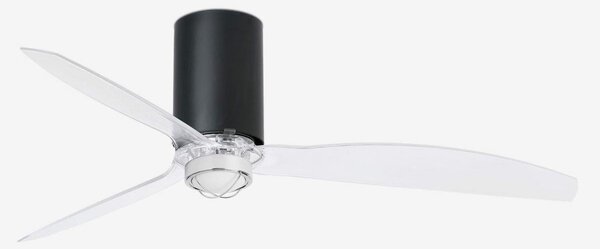 MINI TUBE FAN M LED, černá/transparentní, stropní LED ventilátor s DC motorem - FARO