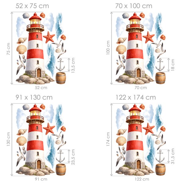 Maják textilní přelepitelná samolepka na zeď arch 52 x 75 cm