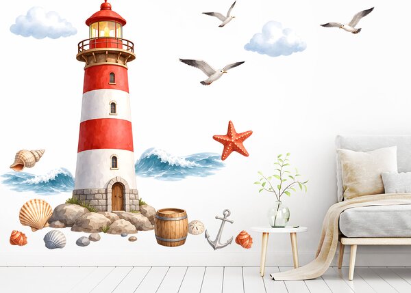 Maják textilní přelepitelná samolepka na zeď arch 52 x 75 cm