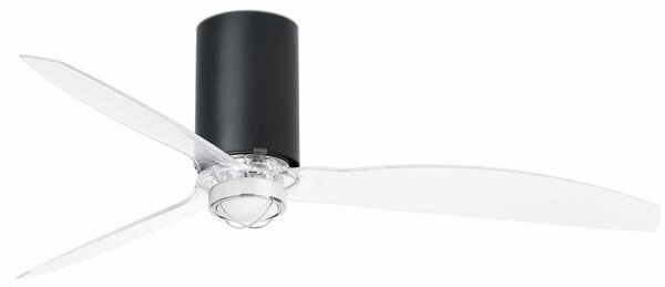MINI TUBE FAN M LED, černá/transparentní, stropní LED ventilátor s DC motorem - FARO