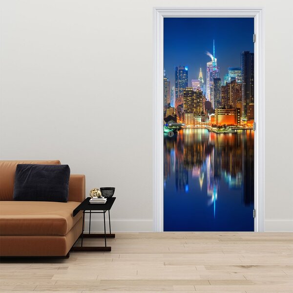 Fototapeta na dveře - Manhattan v noci (95x205cm)