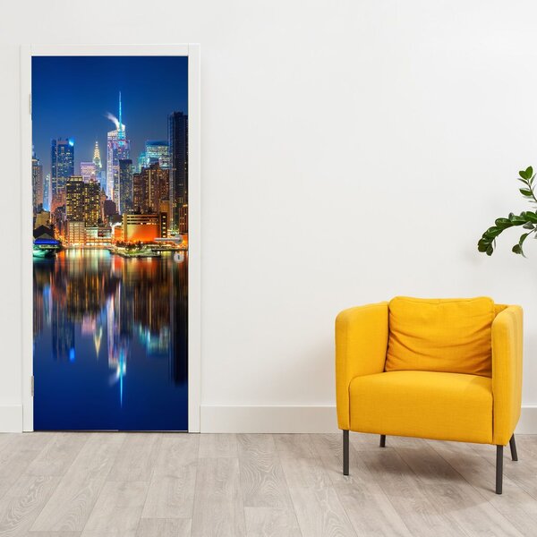 Fototapeta na dveře - Manhattan v noci (95x205cm)