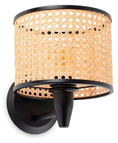 MAMBO černá/ratan nástěnná lampa - FARO