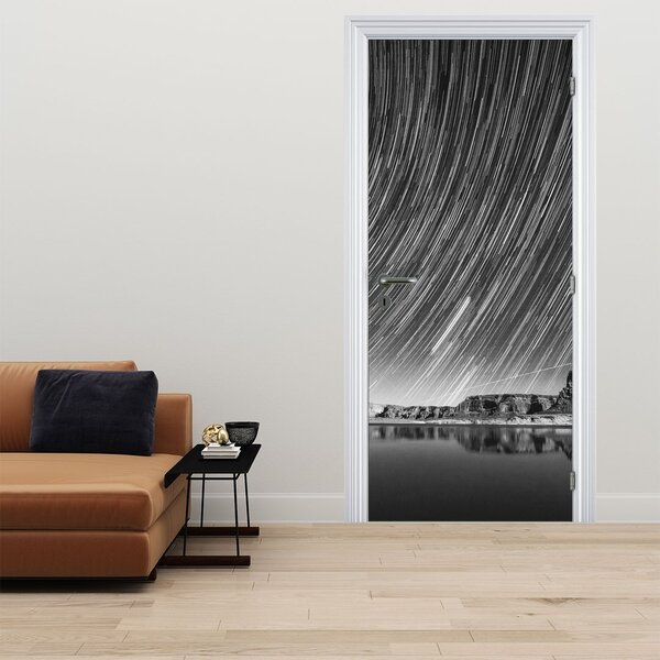 Fototapeta na dveře - Černobílá hvězdná obloha (95x205cm)