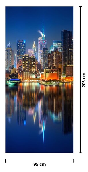 Fototapeta na dveře - Manhattan v noci (95x205cm)