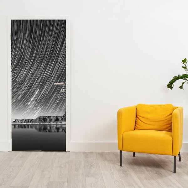 Fototapeta na dveře - Černobílá hvězdná obloha (95x205cm)