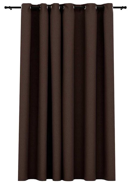 Zatemňovací závěs s kroužky vzhled lnu taupe 290 x 245 cm