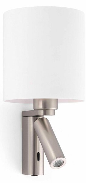 ROB SHADE nástěnná lampa, nikl, se čtecí lampičkou - FARO