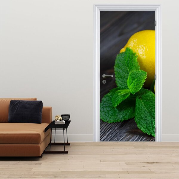 Fototapeta na dveře - Citrón a máta na stole (95x205cm)