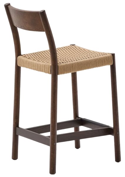 Ořechová barová židle Kave Home Yalia s výpletem 65 cm