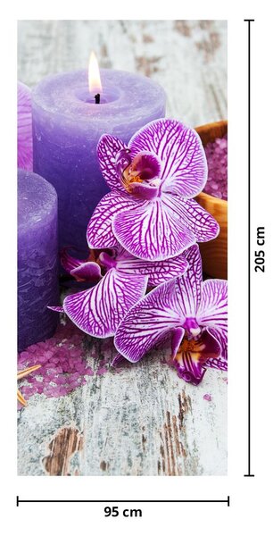 Fototapeta na dveře - Orchideje a svíčky (95x205cm)