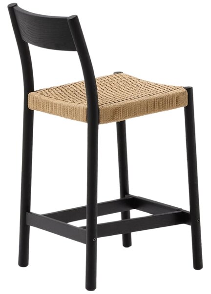 Černá dubová barová židle Kave Home Yalia s výpletem 65 cm