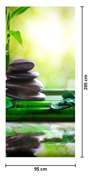 Fototapeta na dveře - Masážní kameny a orchidej na vodě (95x205cm)