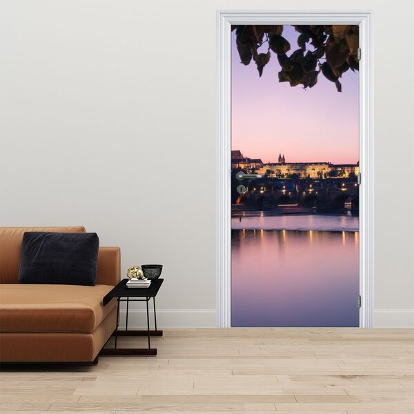 Fototapeta na dveře - Pražský hrad a Vltava (95x205cm)