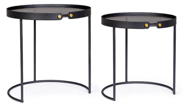 Set dvou konferenčních stolků Zeyna Ø43 a Ø48.5 cm černý