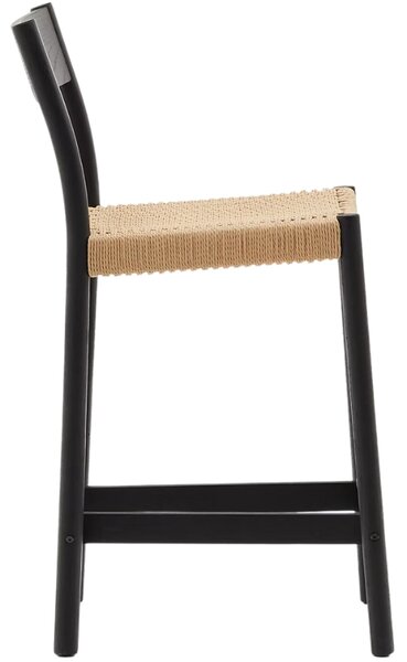 Černá dubová barová židle Kave Home Yalia s výpletem 65 cm