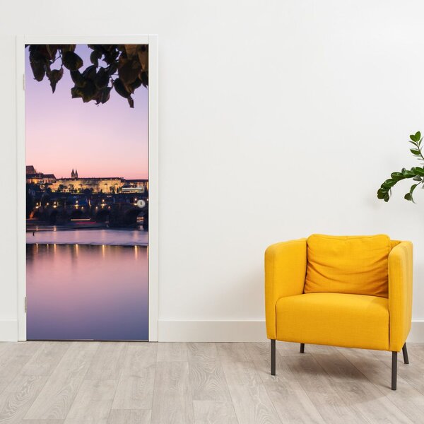 Fototapeta na dveře - Pražský hrad a Vltava (95x205cm)