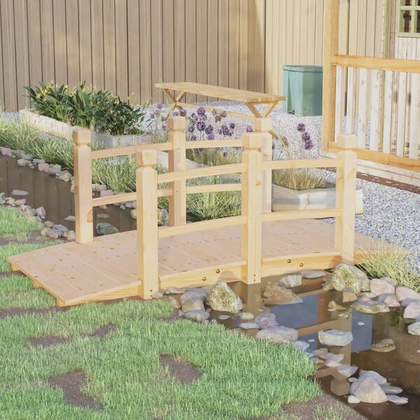 Zahradní můstek se zábradlím 150x67x56 cm masivní smrkové dřevo
