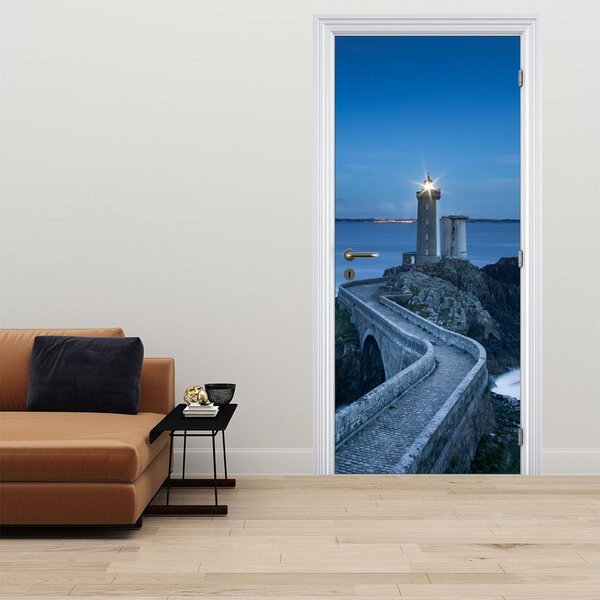 Fototapeta na dveře - Maják a moře (95x205cm)