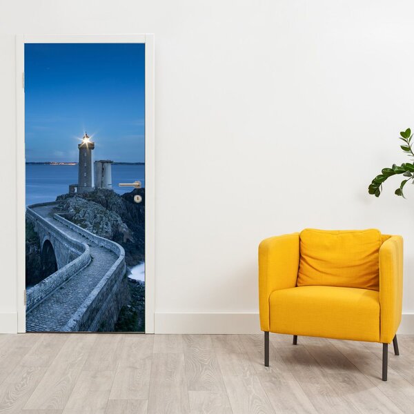 Fototapeta na dveře - Maják a moře (95x205cm)