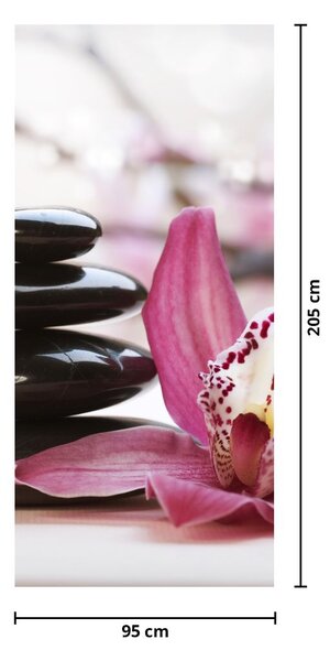 Fototapeta na dveře - Masážní kameny a orchidej (95x205cm)