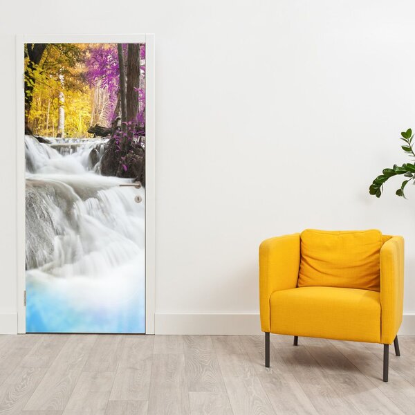 Fototapeta na dveře - Erawan, vodopád v lese (95x205cm)