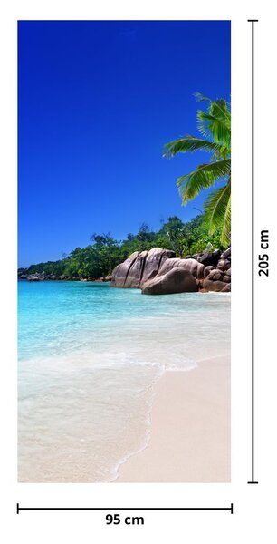 Fototapeta na dveře - Pláž na ostrově Praslin (95x205cm)
