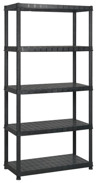 Úložný regál 5patrový černý 170 x 40 x 185 cm plast