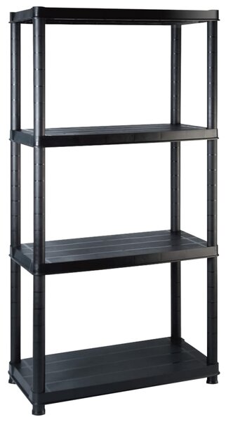Úložný regál 4patrový černý 122 x 30,5 x 130 cm plast