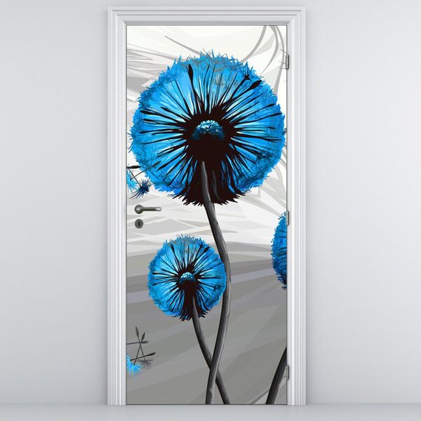 Fototapeta na dveře - abstraktní modrá pampeliška (95x205cm)