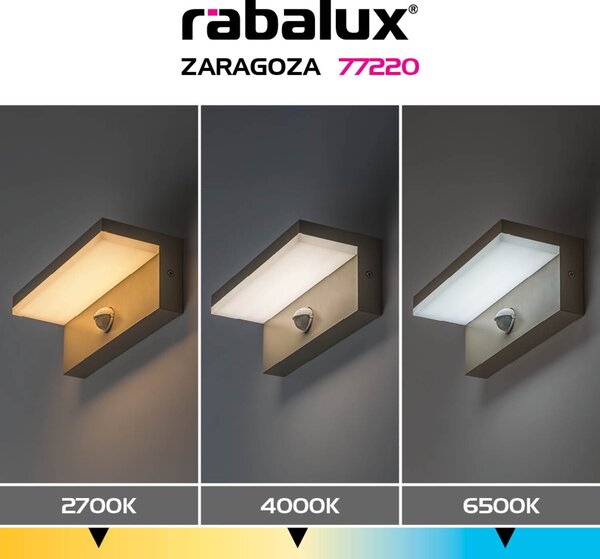 Rabalux ZARAGOZA LED venkovní nástěnné svítidlo 77220, senzor pohybu