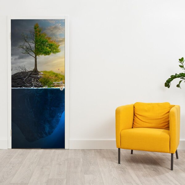 Fototapeta na dveře - Znázornění dvou stran (95x205cm)