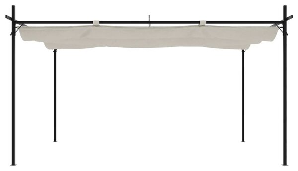 Pergola se zatahovací střechou krémová 395 x 292 x 230 cm