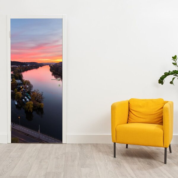 Fototapeta na dveře - Noční Praha (95x205cm)