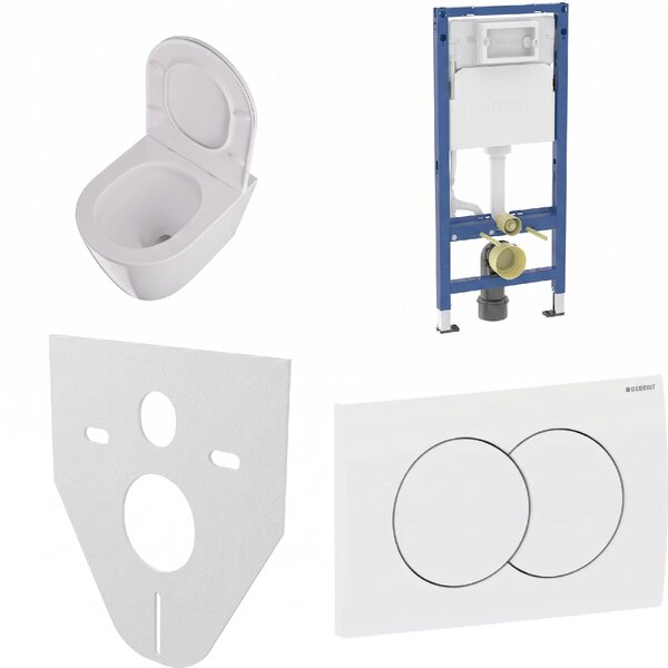 WC SET Geberit DuoFix s WC mísou Amaro + tlačítko Delta 01, bílé + izolační deska