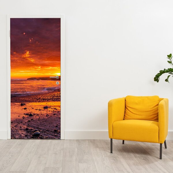 Fototapeta na dveře - Západ slunce u moře (95x205cm)