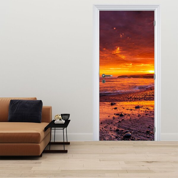 Fototapeta na dveře - Západ slunce u moře (95x205cm)