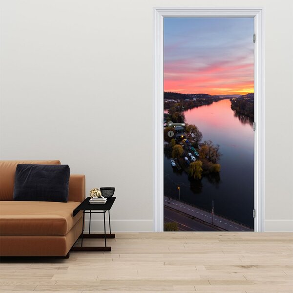 Fototapeta na dveře - Noční Praha (95x205cm)