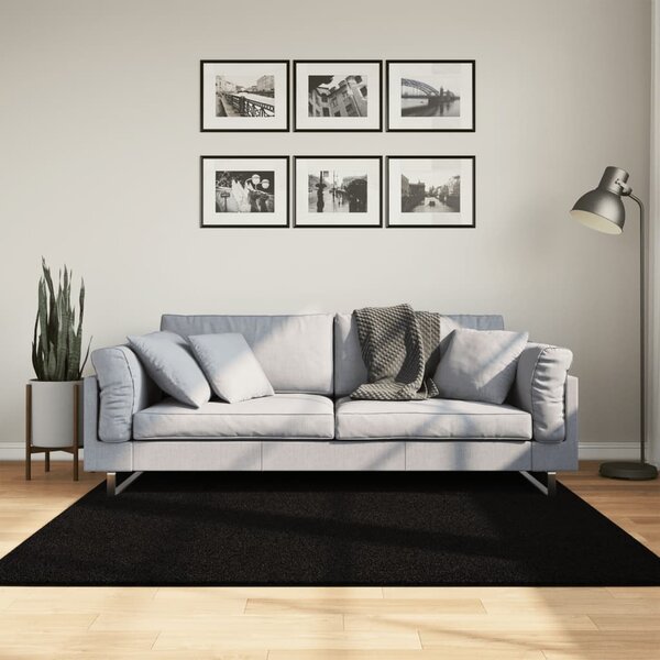 Koberec HUARTE krátký vlas měkký a pratelný černý 60x110 cm