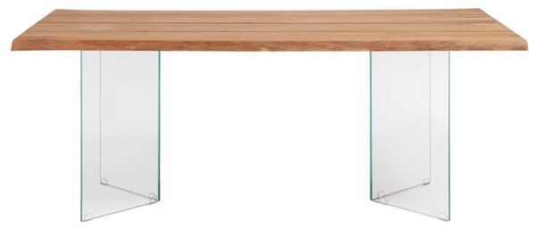 Dubový jídelní stůl Kave Home Lotty 180 x 100 cm se skleněnou podnoží