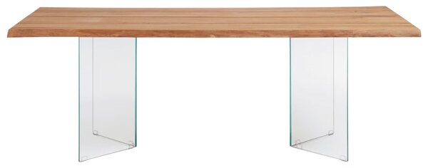 Dubový jídelní stůl Kave Home Lotty 220 x 100 cm se skleněnou podnoží