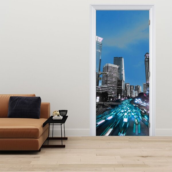 Fototapeta na dveře - Noční město (95x205cm)