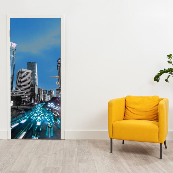 Fototapeta na dveře - Noční město (95x205cm)