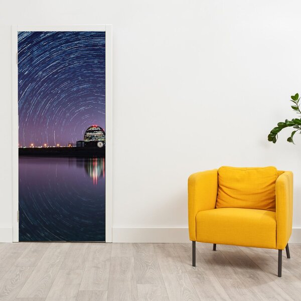 Fototapeta na dveře - Noční obloha s hvězdami (95x205cm)