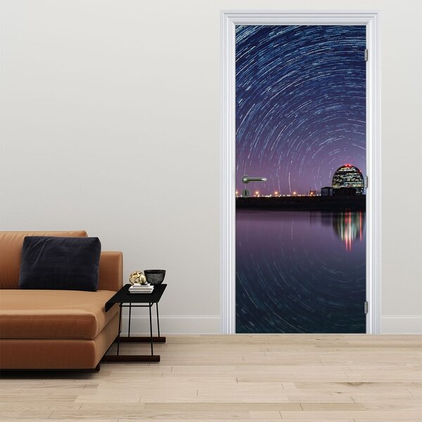 Fototapeta na dveře - Noční obloha s hvězdami (95x205cm)